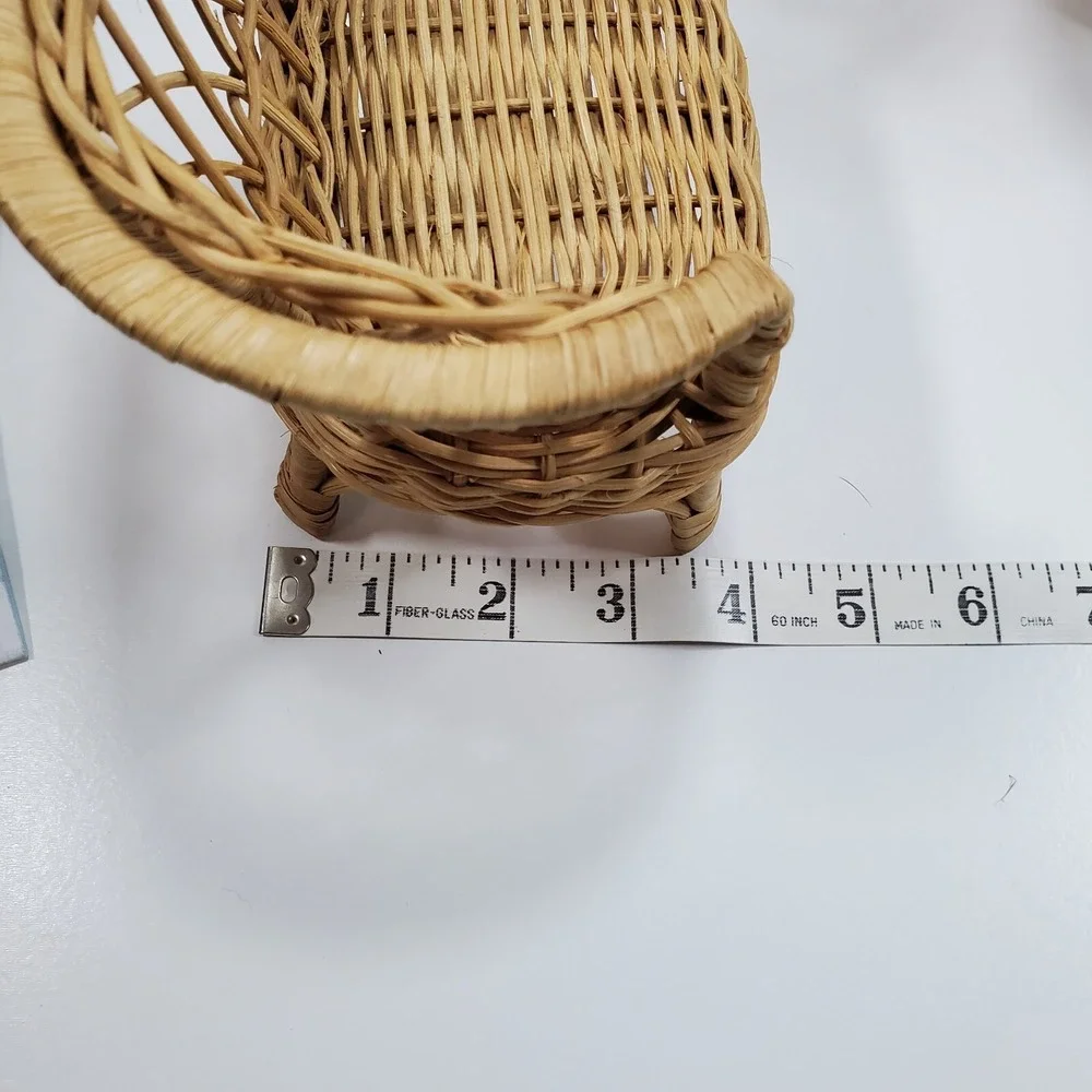 Vintage Doll Furniture Wicker Rattan Patio Set Sofa Chair (FLAW) Table Lot of 3